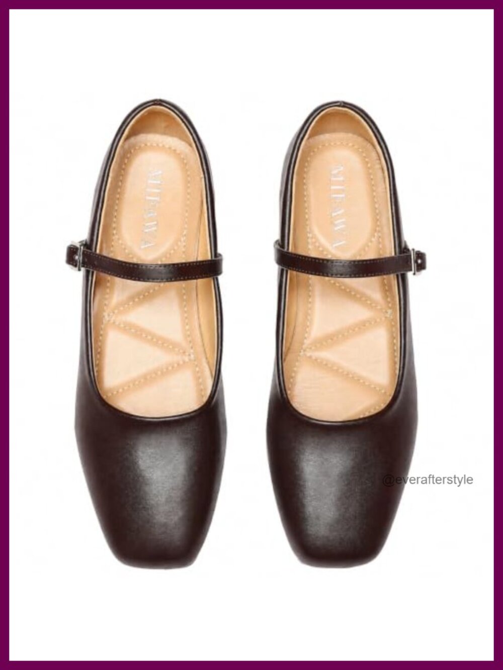 Women's Square Toe Mary Jane Ballet Flats Faux Leather Adjustable Strap